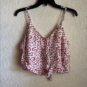 NWT Roxy “Tiny Mutinies” Pink Leopard Crop Top Tie Front– Size XL